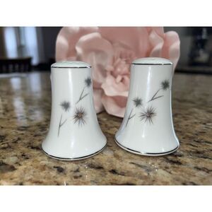 Creative Salt & Pepper Shaker Platinum Star Burst Fine China Japan 1014 Atomic‎
